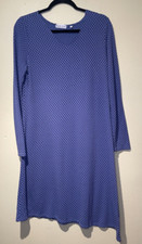 Habitat Women's Blue Puckered Knit Rayon Midi Shift Dress Sz MEDIUM