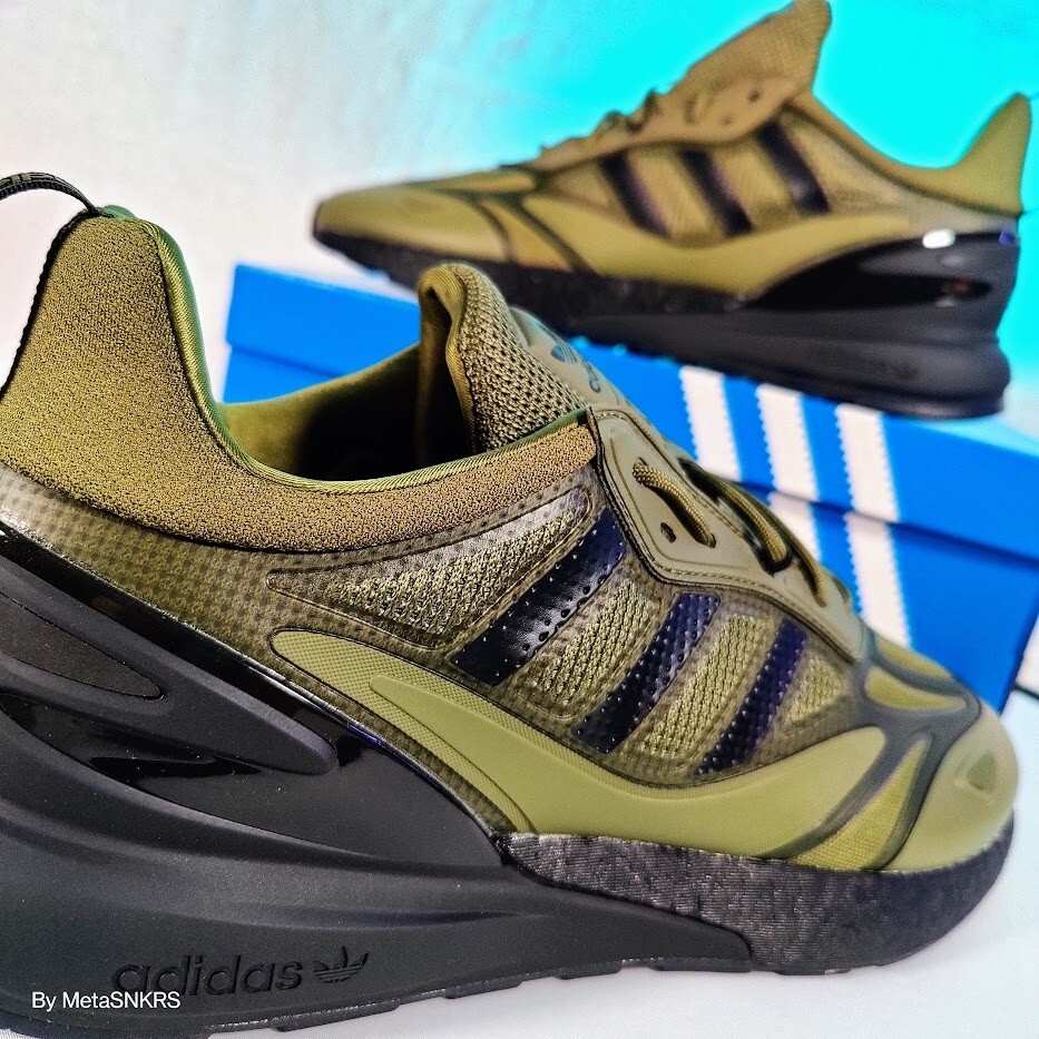 Adidas ZX 2K US 13 Men's Olive Green Black Rare Retro Boost Lifestyle GW0518 New thumbnail 10