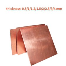 99.9 Pure Copper Plate 0.8-4mm Thick Metal Sheet Art DIY Crafts Model Material