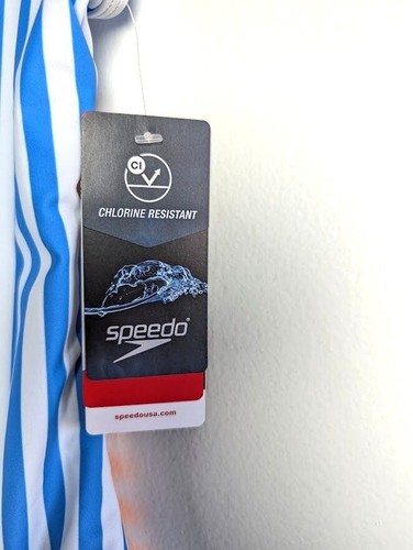 SPEEDO Swimsuit Kid Girls Size 10 One Piece Stripe Chlorine Resistant Summer NEW - Picture 4 of 11