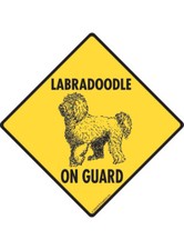 Warning Labradoodle On Guard - Beware Dog Aluminum Dog Sign or Vinyl Sticker