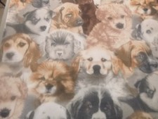 Fleece Fabric - Puppy Dog Faces 60" Wide x 36 " long