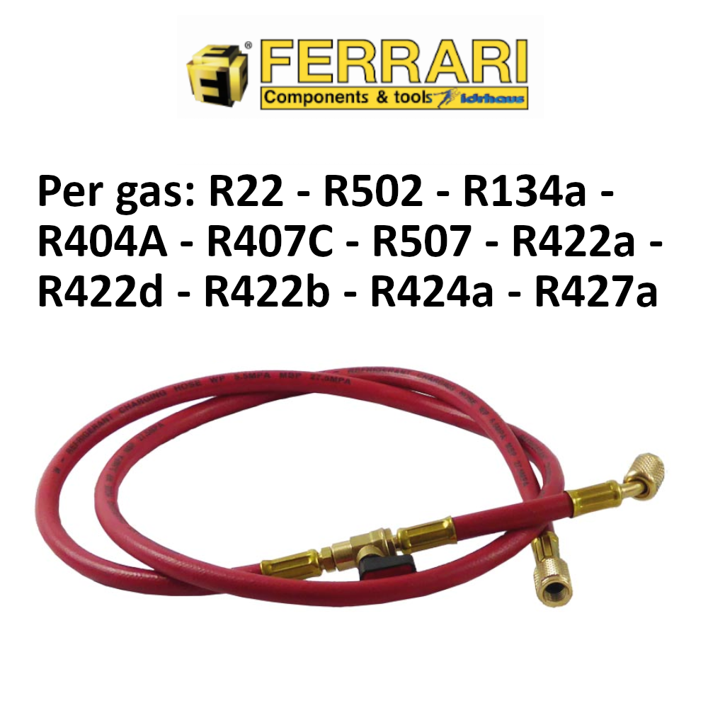 Frusta tubo flessibile rosso 1/4 F x 1/4 F vuoto e ricarica gas condizionatore