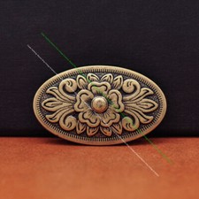 6X Western Retro Brass Oval Floral Carved Leathercraft Belt Conchos Screw back
