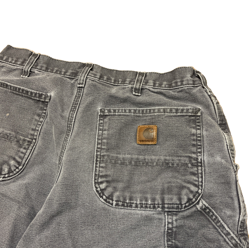 Carhartt B11 Gray Carpenter Pants Distress Duck Canvas Leather Patch 32x32 - Bild 6 von 11