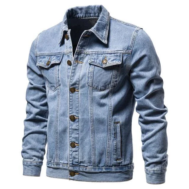 Men’s Slim Fit Denim Jacket - Casual Lapel Motorcycle Jeans Coat for Spring
Opens in a new window or