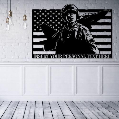 Personalized Jet Fighter Pilot Name Metal Sign. Custom Air Force Wall Decor Gift - Picture 4 of 6
