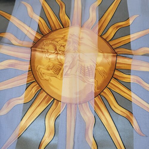 De Colección Sun Moon Stars Bufanda de Seda Bordes a Cuadros Verde y Dorado Transparente Celestial 40" Cuadrado - Imagen 2 de 6
