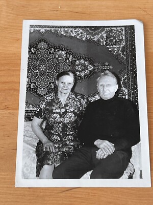 1960s Carpet on the wall Grandmother Grandfather Vintage photo Soviet photo