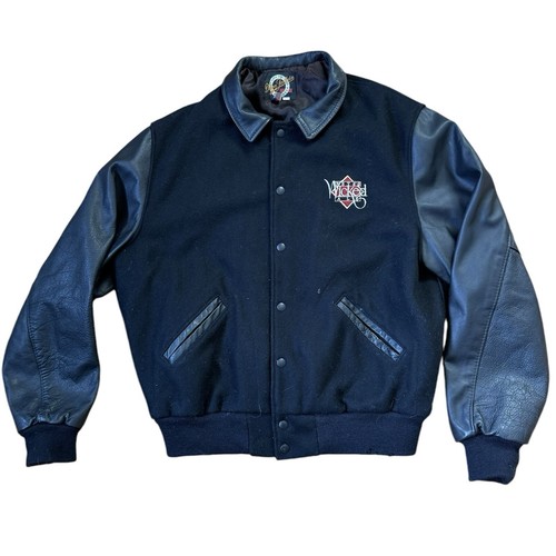 Vintage 90s Pete’s Wicked Ale Size L Mens Wool Leather Varsity Bomber Jacket USA - Picture 2 of 6