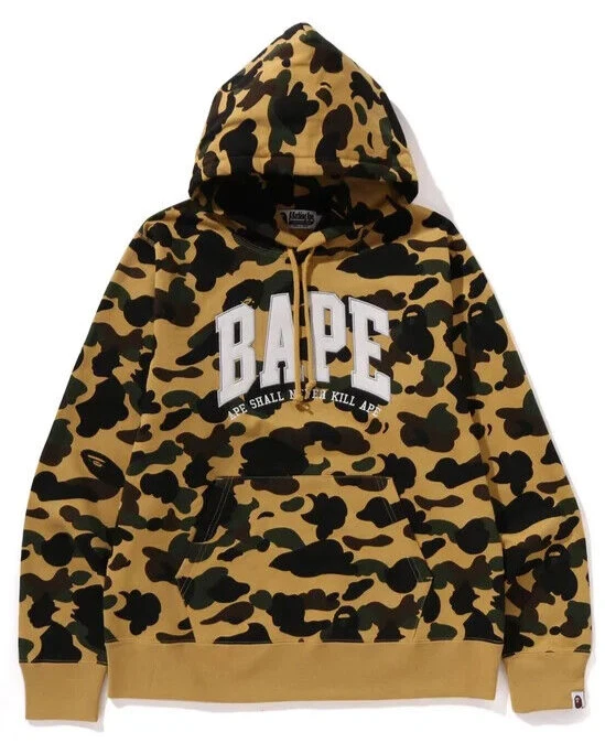A BATHING APE (BAPE) Felpa con cappuccio A Bathing Ape BAPE "1st Camo BAPE Pullover" Giallo 1K80 114 008 Taglia 2XL