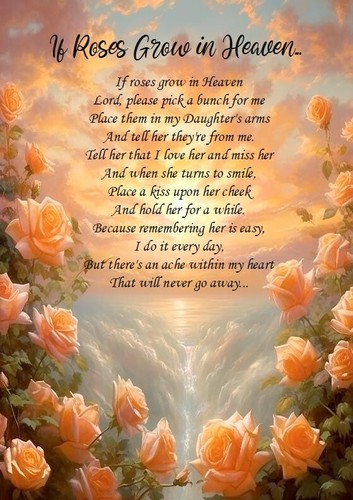 Tarjeta conmemorativa tamaño A5 junto a la tumba totalmente laminada a prueba de agua si las rosas crecen hija - Imagen 1 de 4