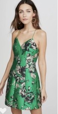 NWOT Alice + Olivia Tayla Jacquard Floral Mini Dress in Kelly Green L $600