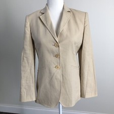 Talbots Blazer Women Petites LS Beige Lined Blazer Jacket Sz 2