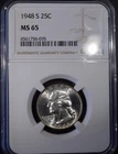 1948-S Washington Quarter "NGC MS65" *Free S/H After 1st Item*