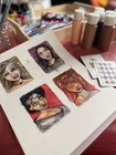 ACEO Original Woman Portrait Painting  OOAK Acrylic Ink  Mixed Media Handpainted — photo 7