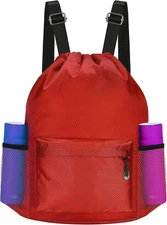 Waterproof Drawstring Bag, Lightweight String Backpack with Water Bottle Holder 