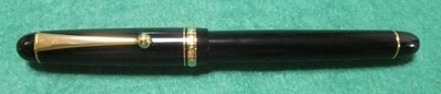PILOT CUSTOM 74 Black Gold Fountain Pen 14K-585 Gold Nib B Broad Used Cleaned
