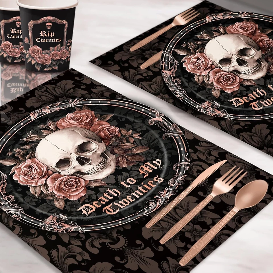 Vajilla de cumpleaños desechable 30th Milestone (platos, tazas, servilletas, utensilios) Foto 4 de 4