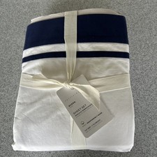 NEW Pottery Barn Parker Organic Percale QUEEN Sheet Set in Twilight Blue