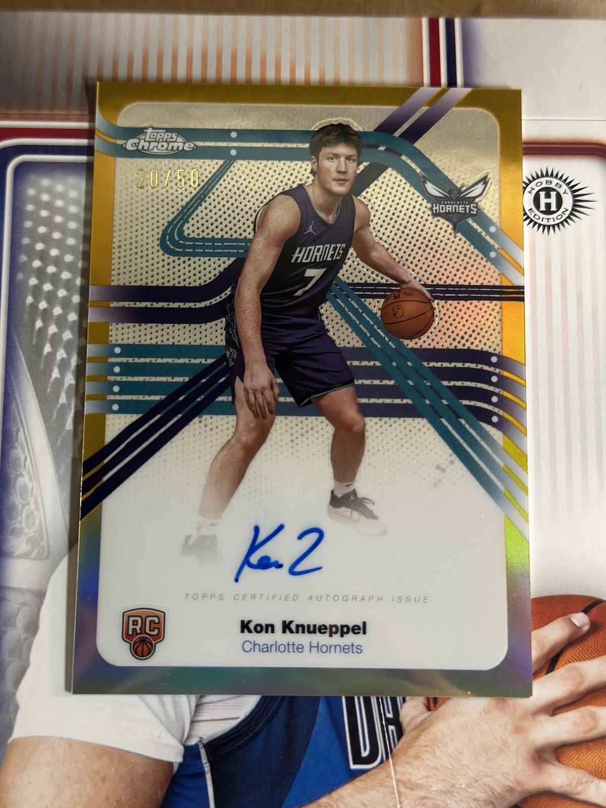 2025-26 Topps Chrome Kon Knueppel Next Stop Gold Auto 20/50 On Card Autograph RC