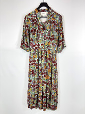 Robe femme BA&SH taille 0 imprimé floral brillant midi manches 3/4 boutonnée