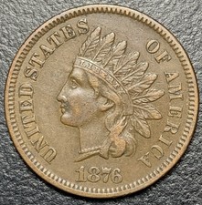 1876 Indian Head Cent Penny 1c SEMI KEY DATE Choice Original XF Full LIBERTY