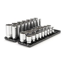 Tekton Shd92206 1/2 Inch Drive 12-Point Socket Set With Rails And Trays,