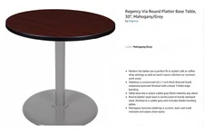 Regency 30” Mahogany Laminate & Gray Round Platter Base Table Black T-Mold Edge