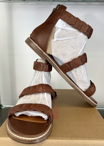 Lucky Brand Women's Kasinda Zipper Leather Gladiator Sandals Brown Size 8.5