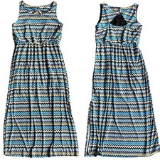 Multicolored Zigzag Design Sleeveless  Back Keyhole Side Slit Maxi Dress Size 1X