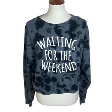 Freeze Tie Dye Waiting For The Weekend Cropped Sweatshirt Size L
