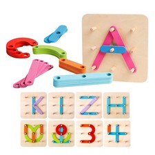 Wooden Letter Number Construction Pegboard Preschool Learning Set