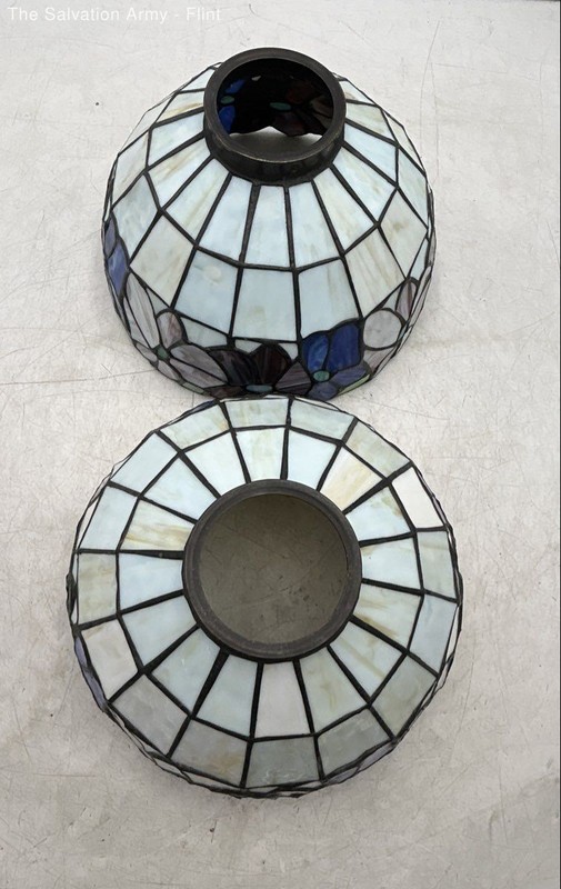 Multicolor Floral Stained Glass Tiffany Style Matching Lamp Shade Lot Of 2