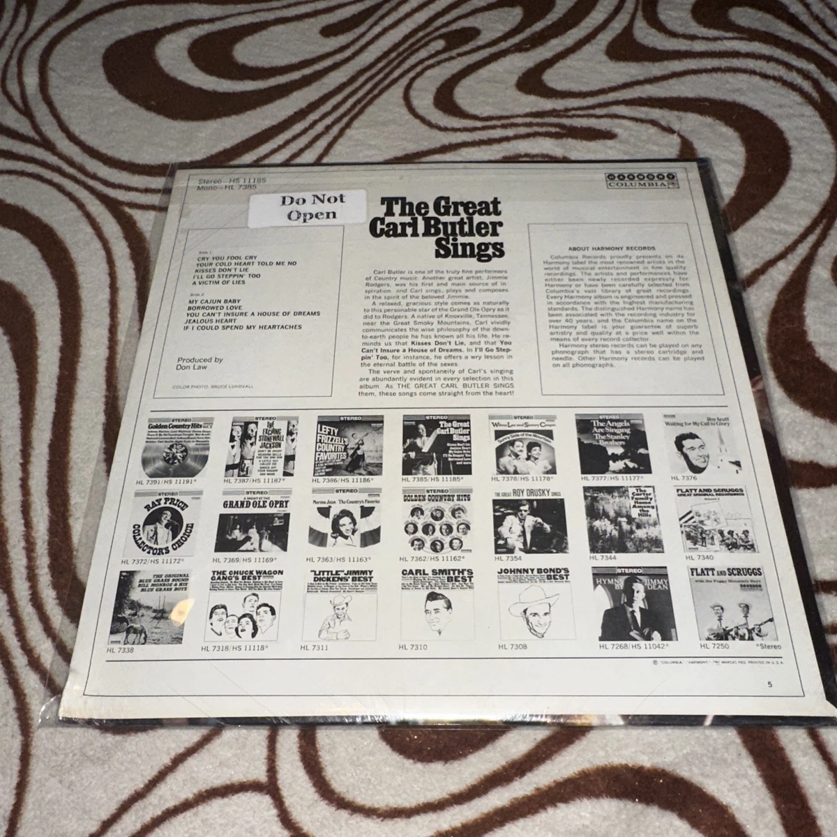 The Great Carl Butler Sings WLP Columbia /Harmony release Don Law produced mono