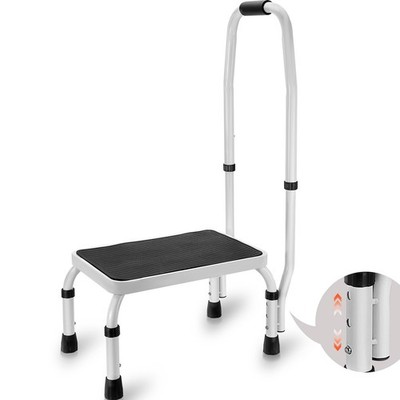 Step Stool 1-Step 330lbs Capacity, 3 Adjustable Height with Handle Steel Step La