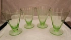 Vintage Green Uranium Vaseline Depression Glass Small Dessert/Beverage Glasses