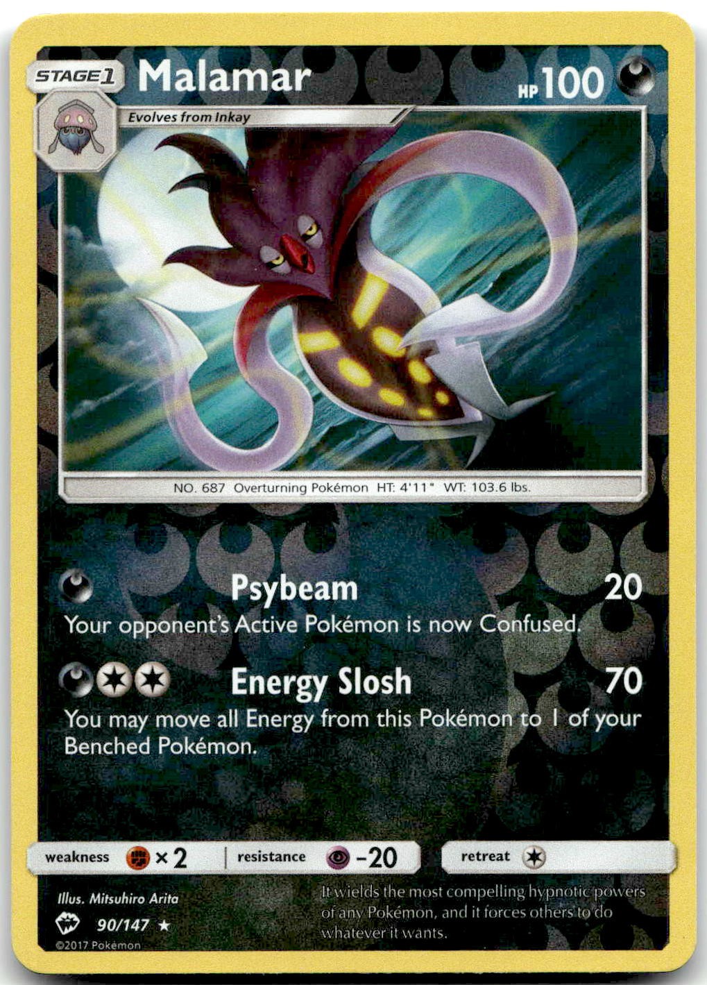 Pokemon Malamar Burning Shadows SM03 #90/147 Rare Reverse Holo LP SET FILL!