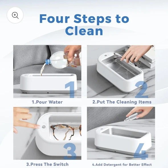 Ultrasonic Jewelry Cleaner 48 kHz – Portable Ring & Gemstone Cleaning Machine