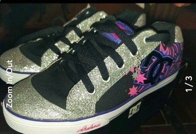NEW Girls DC Shoes SIZE 6 Chelsea Charm TX Glittery Youth Kids Sneakers D.C.
