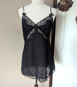 Agent Provocateur Black Gisele Silky Mini Slip Dress Chemise Night M