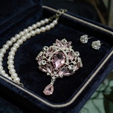 Sparkly Pink Crystal Brooch Rhinestone Pin for Coat Dress Women