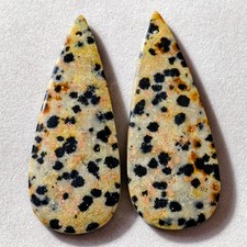 49 Cts Natural Dalmatian Jasper Drilled Pair Cabochon Gemstone 42.8 X 17.6 MM