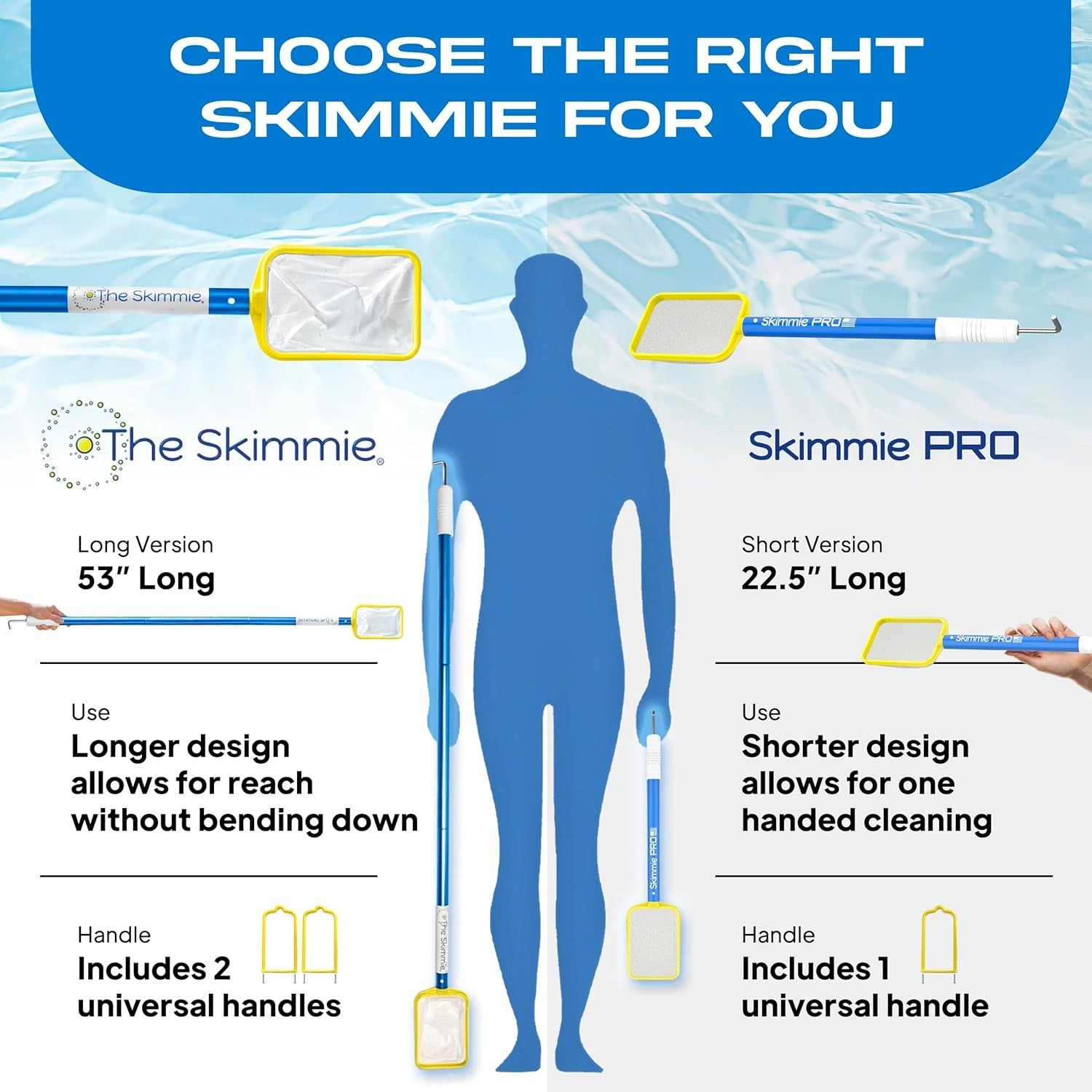 Hands-Free Pool Skimmer with Stainless Steel Hook