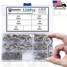 120Pcs Screw Eyes Nickel Plated Metal Eye Shape Screw Self Tapping Screws 2 14