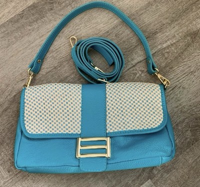 Divina Firenze Italian turquoise  Soft Leather Shoulder Crossbody Purse, Y2K 