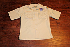 Boy Scouts of America BSA Youth Shirt Tan Medium Glued Patches Short Sleeve