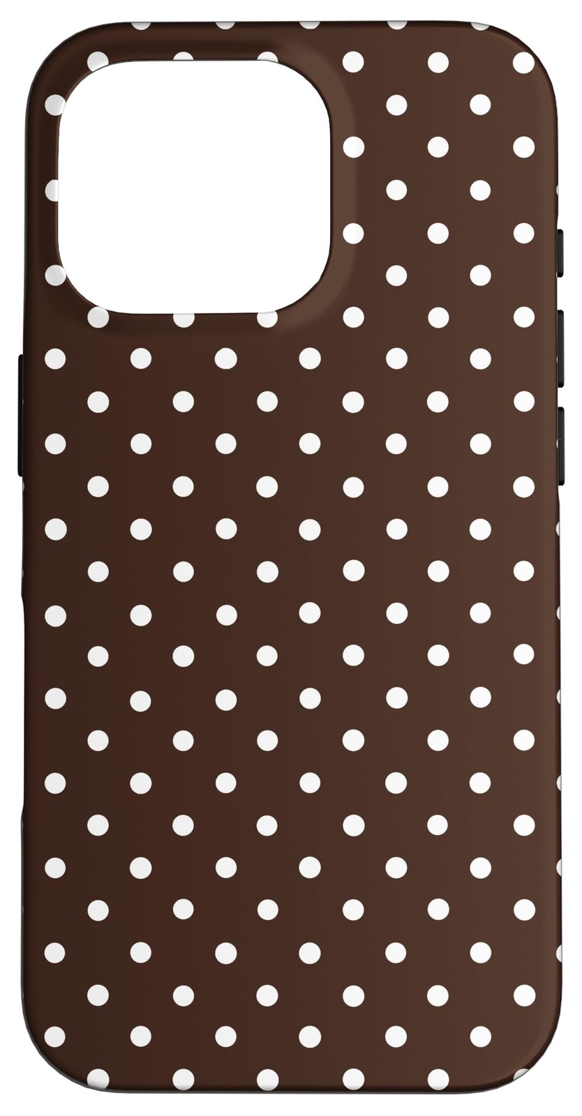 Coque iPhone 16 Pro à pois marron et blanc pour femme