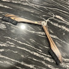 Folding Wooden Travel Coat Hanger With Integral Clothes Brush 50s Style Business