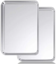 Baking Sheet Set of 2 Wildone Stainless Steel Baking Tray Cookie Pan Size 20 x